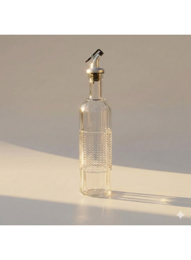 CASA HOME Premium Carved Glass Oil Bottle with Steel Pourer Egypt - Image 1